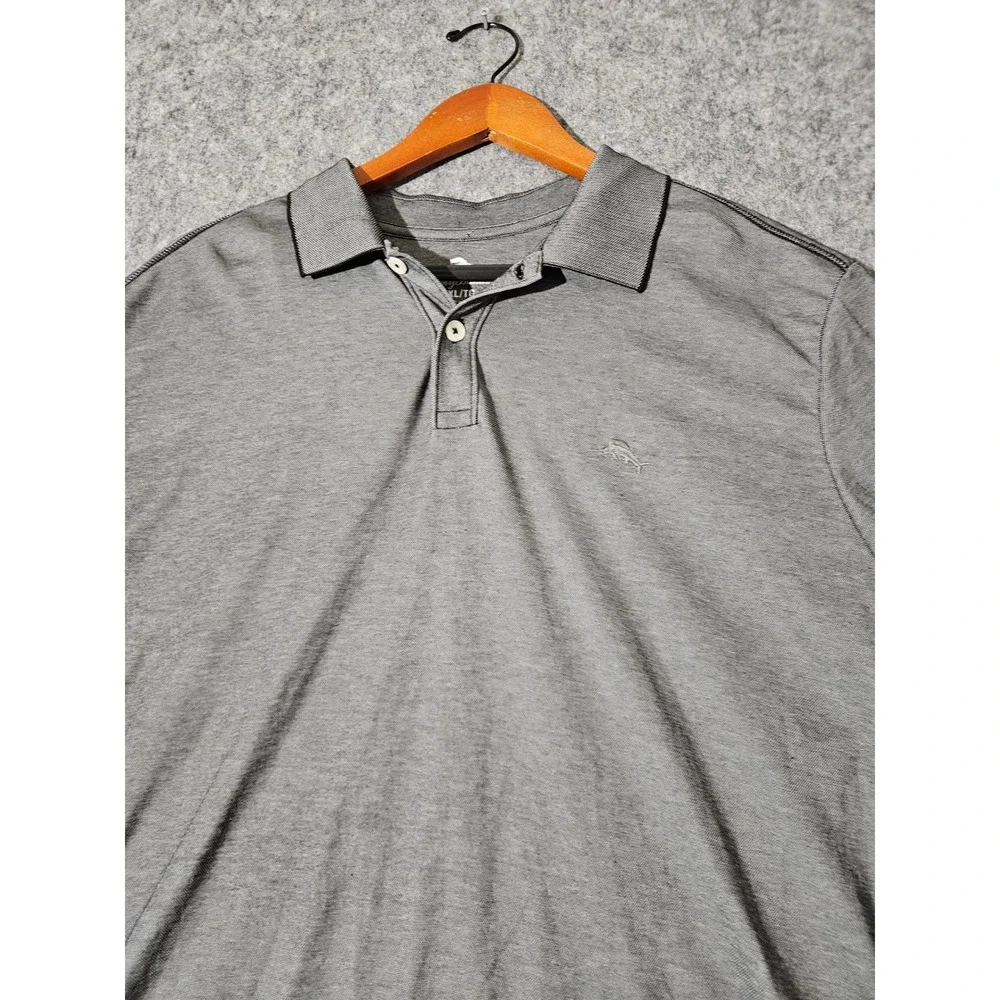 Tommy Bahama Polo Shirt Mens XL Gray Supima Cotton Blend Short Sleeve